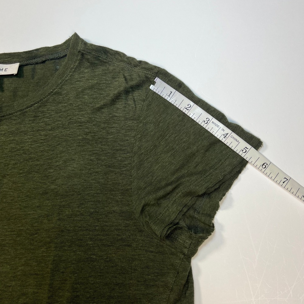 Frame Easy True Organic Linen T-Shirt Women Size Small Olive Green Unhemmed - Picture 8 of 10
